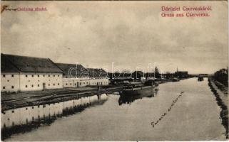 1907 Cservenka, Crvenka; Ferenc csatorna részlete, uszály. Schön kiadása / canal, barge (fa)