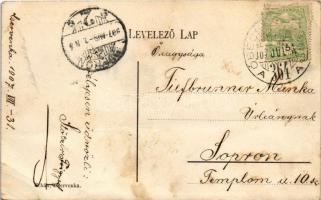 1907 Cservenka, Crvenka; Ferenc csatorna részlete, uszály. Schön kiadása / canal, barge (fa)