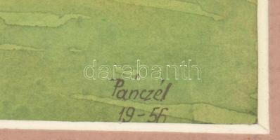 Pánczél Béla (1900-1966): Népi játék. Akvarell, tus, papír, jelzett. Paszpartuban, dekoratív, üvegez...