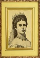 Wittelsbach Erzsébet magyar királyné (Sisi). Nyomat, papír, modern paszpartuban, üvegezett fa keretben, 30x19 cm (külső méret: 46,5x33 cm)