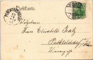 1903 Berlin, Auf Bahnhof Friedrichstrasse. Ausgang / railway station, train. Montage with ladies and...