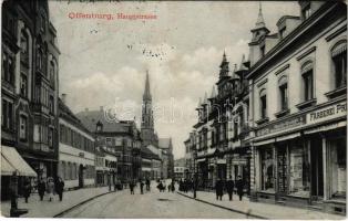 1914 Offenburg, Hauptstrasse / main street, shops of G. Roth, Carl Stumpf