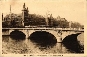 1937 Paris, Conciergerie / The Conciergerie, bridge, tram (small tear)