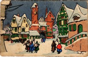 1933 Winter in the city. M. Munk Vienne No. 678. artist signed (EM)