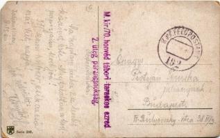 Landscape art postcard s: Schreckhaase + "M. kir. 70. honvéd tábori tarackos ezred 2. üteg para...