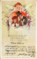 1901 Pillangók S. 36. Neuber Ráfael Mű-Kiadása, Bécs / Butterfly lady art postcard. Art Nouveau, floral s: R. Kratki (EK)