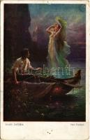 1917 Der Fischer / Erotic lady art postcard. W.R.B. & Co. Galerie Wiener Künstler Nr. 631. s: Hans Zatzka (lyukak / pinholes)