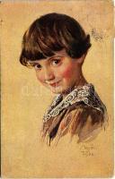 1918 Children art postcard. J. S. & Co. M. Ser. 400-03. s: Maxim. Trübe (kopott sarkak / worn corners)