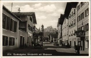 Berchtesgaden, Straßenbild mit Watzmann / street view, automobile, motorcycle, shops (fl)