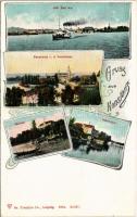 Konstanz, vom See aus, Panorama v. d. Seestrasse, Mainau, Inselhotel. Art Nouveau