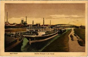 1923 Bottrop, Zeche Prosper I am Kanal / canal, bridge, barges, colliery (EK)