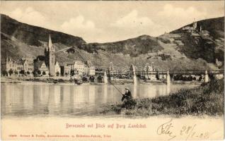 1902 Bernkastel-Kues, Cues-Berncastel; mit Blick auf Burg Landshut / castle, bridge (EK)