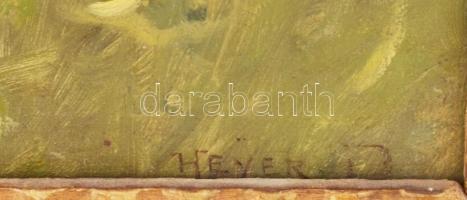 Heyer Artúr (1872-1931): Vadászkutya. Olaj, vászon, jelzett, javított, sérült. Dekoratív, sérült fak...