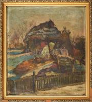 Pallavicini Ilona (1883-1963): Ház a hegyen. Olaj, vászon, felkasírozva. Jelzett. Fa keretben. 36x32 cm.