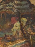 Pallavicini Ilona (1883-1963): Ház a hegyen. Olaj, vászon, felkasírozva. Jelzett. Fa keretben. 36x32...