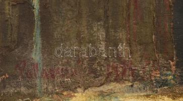 Pallavicini Ilona (1883-1963): Ház a hegyen. Olaj, vászon, felkasírozva. Jelzett. Fa keretben. 36x32...