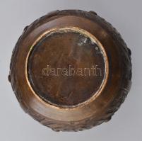 Antik bronz kaspó, kopásnyomokkal jelzés nélkül, m: 10 cm