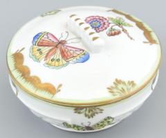Hamis herendi jelzéssel, porcelán bonbonier, kopott, d: 10 cm
