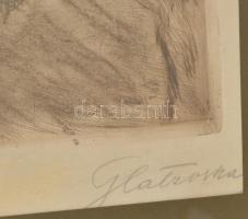 Glatz Oszkár (1872-1958): Buborékfújás (cím nélkül). Színezett rézkarc, papír, jelzett. Dekoratív, ü...