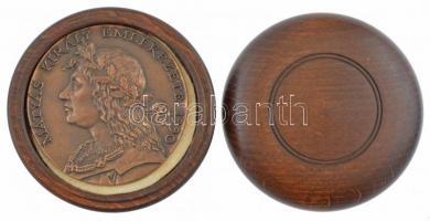 Győrfi Lajos (1960-) 1990. "Mátyás király emlékezete" egyoldalas bronz emlékplakett fa dís...