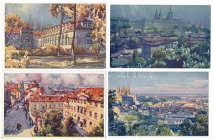 Praha, Prague; 8 pre-1945 unused artist signed postcards (Édit. F.J. Jedlicka)