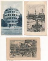 Dresden, Drezda; 3 pre-1945 postcards