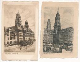 Dresden, Drezda; 4 pre-1945 postcards (Franz Jander)