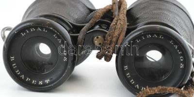 Antik távcső, optikán jelzett: "Libál Lajos Budapest", 1900 körül. Fém, bőr borítással, ki...