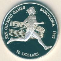 Cook-szigetek 1990. 50$ Ag "Olimpia-futás" T:PP