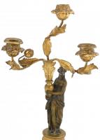 Figurális gyertyatartó pár, öntött patinázott bronz, jelzés nélkül, korának megfelelő állapotban, eg...