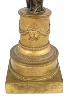 Figurális gyertyatartó pár, öntött patinázott bronz, jelzés nélkül, korának megfelelő állapotban, eg...