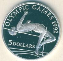 Cook-szigetek 1992. 5$ Ag "Olimpia-magasugrás" T:PP