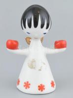 Hollóházi angyalka, kopott, jelzett, m:8cm.