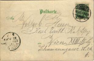 1900 Cuxhaven, Gruss aus dem Nordseebad. Meteor Bitte gegen das Licht zu halten / hold to light lith...