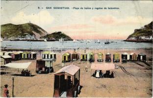San Sebastian, Playa de banos y regatas de balandros / beach (EK)