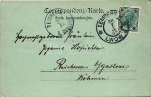 1902 Lviv, Lwów, Lemberg; Plac Maryacki / Marienplatz / square, tram, shops (EK)