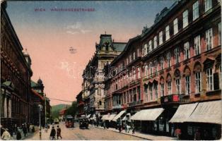 Wien, Vienna, Bécs; Währingerstrasse / street view, tram, shops. B.K.W.II. 44. (EK)