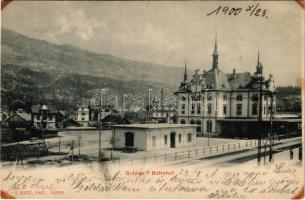 1900 Goldau, Bahnhof / railway station (cut)