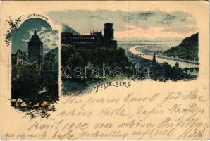 1899 (Vorläufer) Heidelberg, Der Wartthurm. Wilh. Hawerbier, floral (EK)