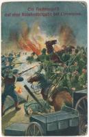 1916 Ein Nachtangriff auf eine Kosakenbrigade bei Limanowa / WWI Austro-Hungarian K.u.K. military art postcard. L&P 1800. (ázott / wet damage)