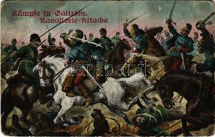 1916 Kämpfe in Galizien, Kavallerie Attacke / WWI K.u.K. (Austro-Hungarian) military art postcard. L&P 1828. + K.u.K. Heeresbahn Kommando der Betriebsabteilung IV. (EB)