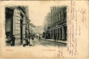 1900 Olomouc, Olmütz; Theresiengasse, Candis Fabrik / street, shop (EK)