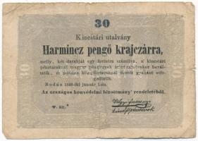 1849. 30kr Kossuth bankó T:III,III- kis ly. Adamo G103