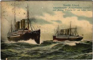 1921 Norddeutscher Lloyd Schnelldampfer Kronprinzessin Cecilie und Kaiser Wilhelm II auf hoher See / German express steamers (fl)