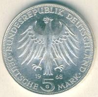 NSZK 1968. 5M Ag "Gutenberg" T:BU