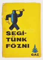 cca 1960 Segítünk főzni GÁZ tűzhely 28 db kisplakát méretű receptlap reklámokkal 22x15 cm