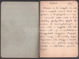 1943, 1946 2 db kézzel írt tinédzser napló, egyik szép rajzokkal