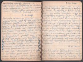 1943, 1946 2 db kézzel írt tinédzser napló, egyik szép rajzokkal