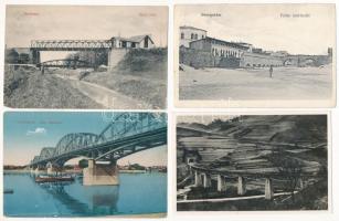 24 db RÉGI történelmi magyar város képeslap vegyes minőségben: hidak / 24 pre-1945 historical Hungarian town-view postcards in mixed quality: bridges
