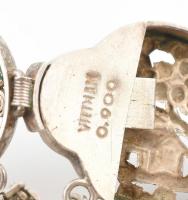 Ezüst(Ag) vietnámi karkötő, jelzett, biztonsági lánccal, h: 18 cm, bruttó: 20,6 g